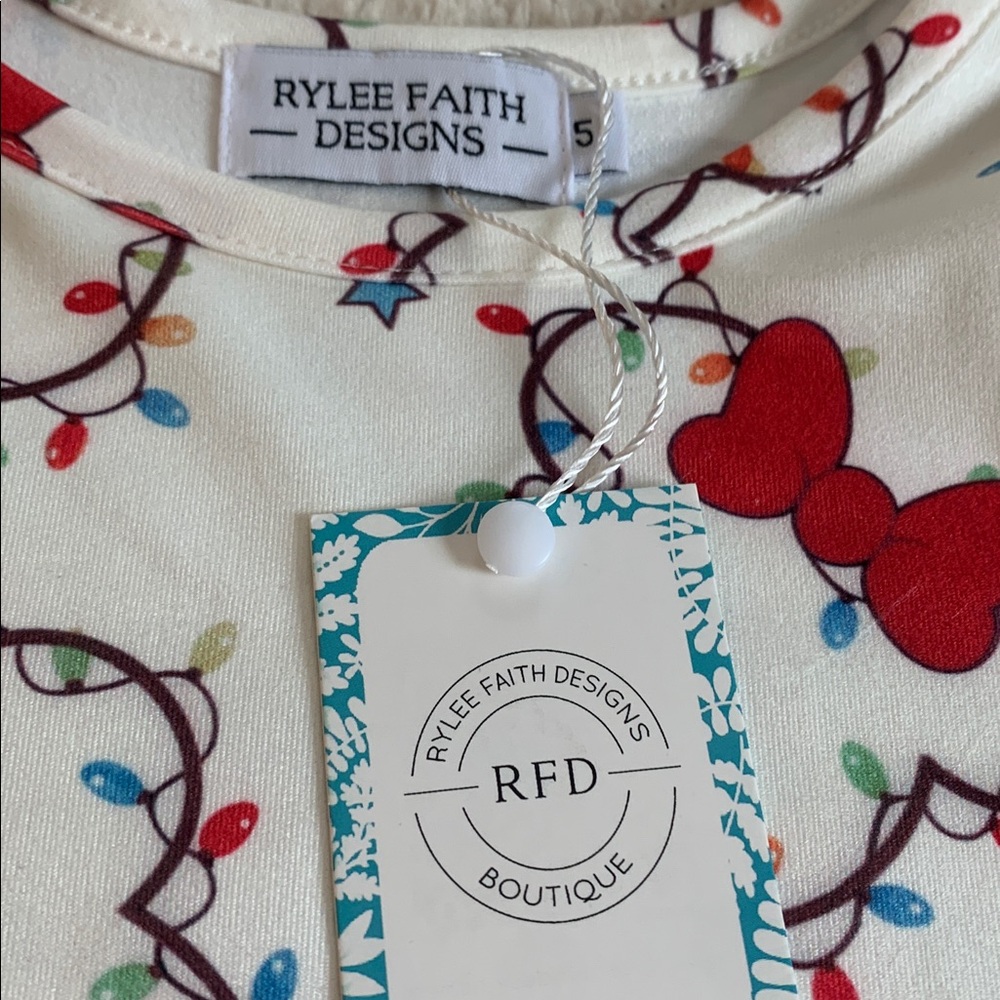 NWT Disney Christmas Lights Holiday Dress Rylee Faith 5 Minnie Mickey Design - Picture 8 of 9